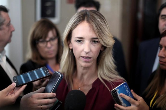 La portavoz parlamentaria del PP, Cayetana Álvarez de Toledo, ofrece declaraciones a los medios de comunicación tras la Junta de Portavoces del Congreso de los Diputados en Madrid (España), a 10 de septiembre de 2019.