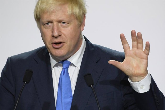 26/08/2019. Biarritz, United Kingdom: Boris Johnson attends the G7- Day Three. Britain's Prime Minister Boris Johnson during a press conference at the end of day three at the G7 Summit in Biarritz, France. (Andrew Parsons / i-Images / Contacto)