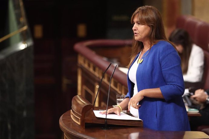 La portavoz de Junts per Cataluña (JxCat) en el Congreso, Laura Borrás, interviene en la sesión de control al Gobierno en funciones, en Madrid (España) a 11 de septiembre de 2019.