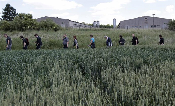 Protesta por la construcción de una granja de cerdos en el lugar del antiguo campo de concentración nazi de Lety