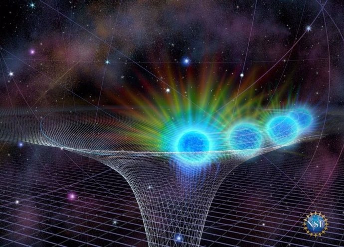 Representación de una estrellla orbitando el agujero negro supermasivo de la Vía Láctea