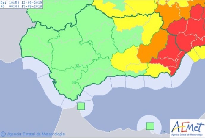 Aviso rojo por lluvias en Almería