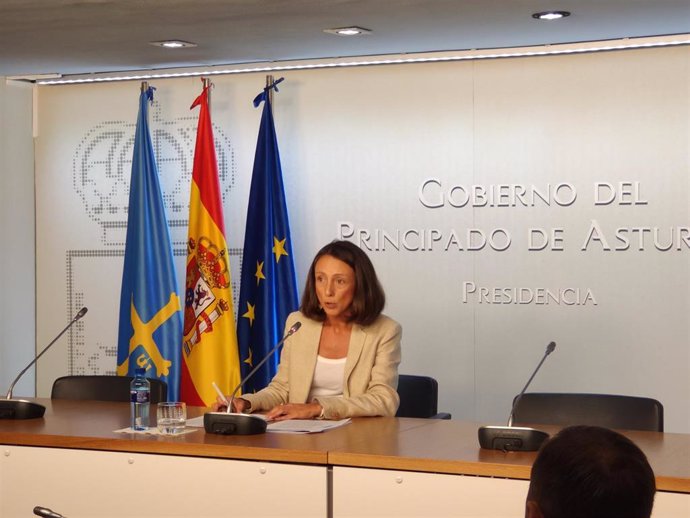 La portavoz del Gobierno y consejera de derechos sociales y bienestar, Melania Álvarez, en rueda de prensa.
