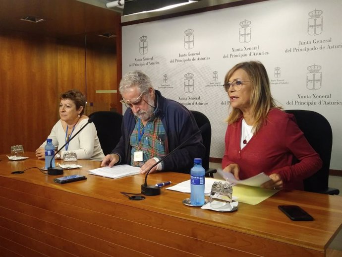 Angela Vallina con los miembros de Inmatriculaciones de Asturias.