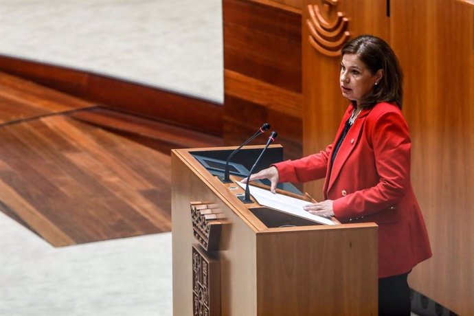 Pilar Blanco-Morales en su comparecencia en la Asamblea para hablar a petición propia sobre financiación autonómica