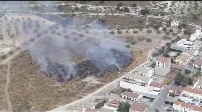 Incendio junto a unas viviendas en Íllora