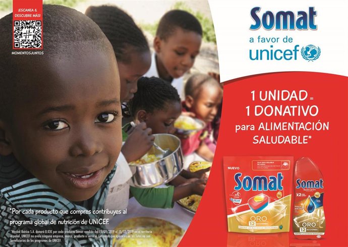 Somat colabora con Unicef para ayudar a niños y niñas que sufren desnutrición en todo el mundo.