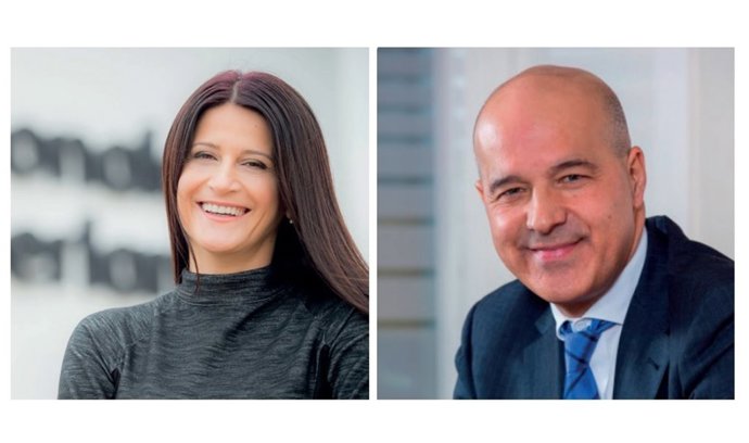 La consejera delegada de Nationale-Nederlanden en España, Cornelia Coman, y el presidente de la compañía, Julián Fernández Mata.