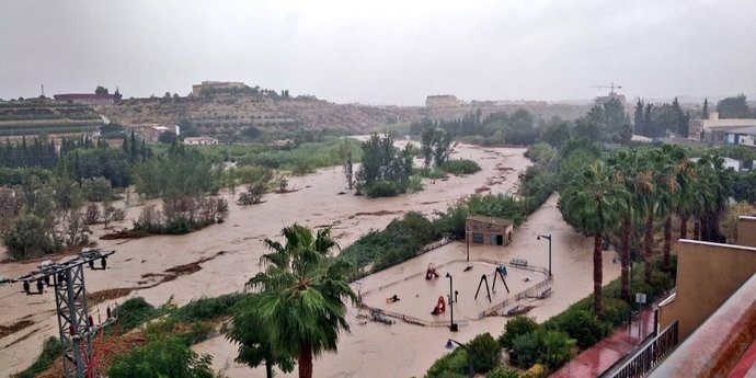 IMAGEN DEL MUNICIPIO DE ARCHENA ANEGADO DE AGUA, TORMENTA, LLUVIAS, DANA