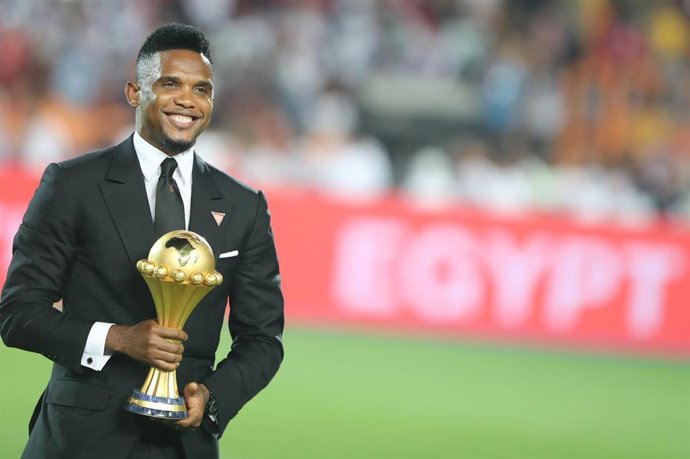 Samuel Eto'o durante un acto previo a la final de la Copa África 2019