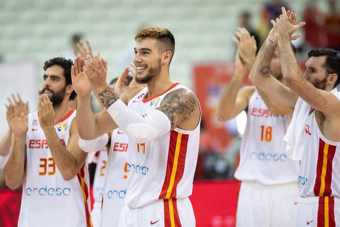 Willy Hernangómez, Javier Beirán y Rudy Fernández en el Mundial de China