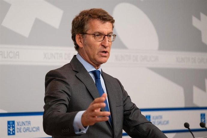 El presidente de la Xunta, Alberto Núñez Feijóo, en rueda de prensa