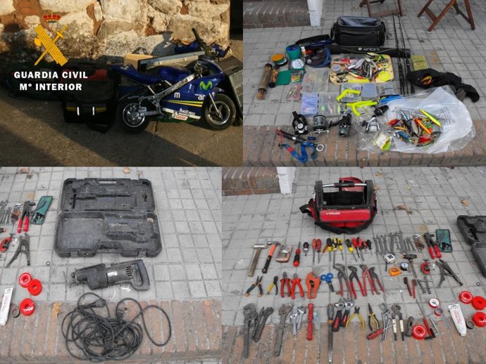 Efectos incautados a los detenidos por cometer robos en Valdeverdeja