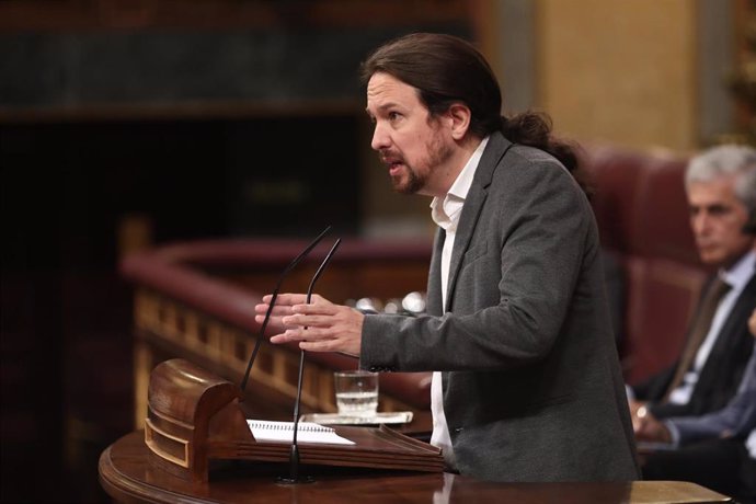 El secretario general de Podemos, Pablo Iglesias, interviene en la sesión de control al Gobierno en funciones, en Madrid (España) a 11 de septiembre de 2019.