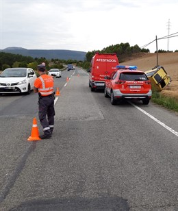 Lugar del accidente en el término de Olza en el que ha fallecido una vecina de Huarte de 75 años.