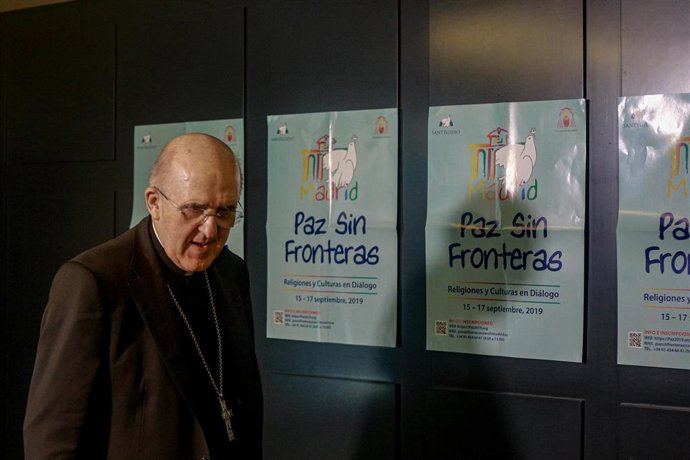 El cardenal arzobispo de Madrid, Carlos Osoro, durante la presentación del Encuentro Internacional de Oración por la Paz 2019 organizado por el Arzobispado de Madrid y la Comunidad de Sant Egidio, en Madrid (España), a 13 de septiembre de 2019.