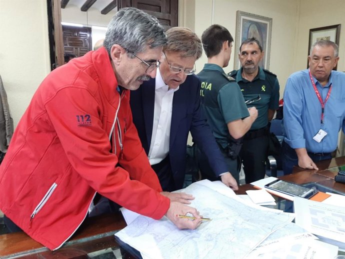 Ximo Puig en el dispositivo por las lluvias en Orihuela