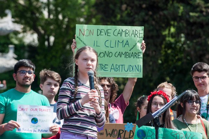 L'activista pel clima, Greta Thunberg, a Roma.