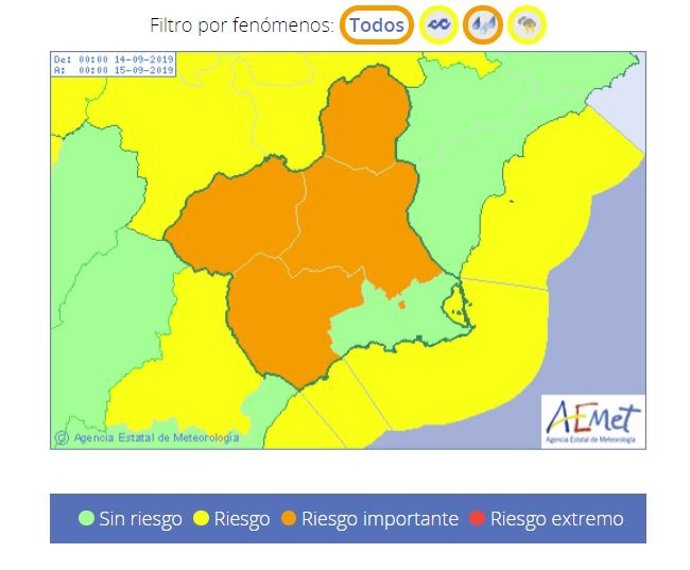 Mapa de la alerta DANA