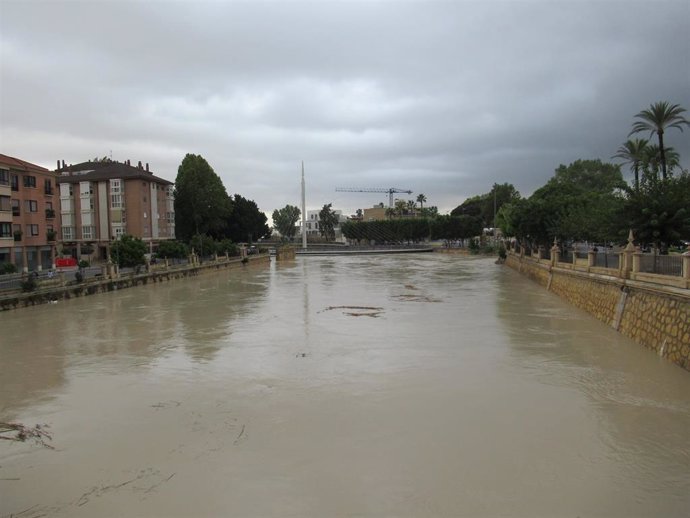 Cauce del río a su paso por la ciudad de Murcia.