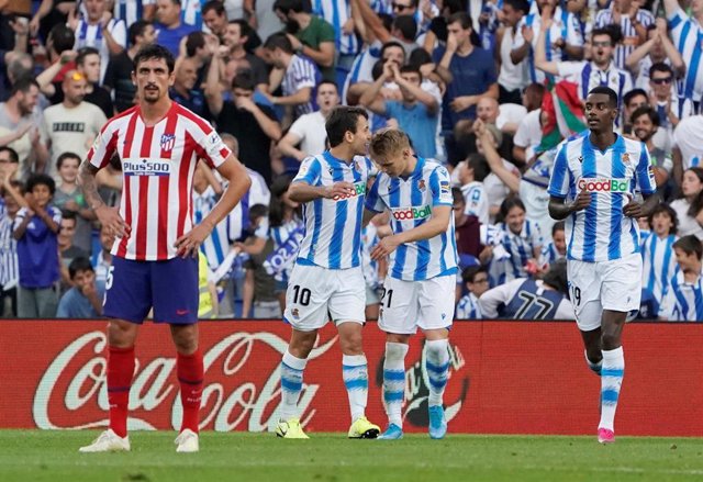 Savic lamenta el gol de Odegaard en el Real Sociedad - Atlético de Madrid