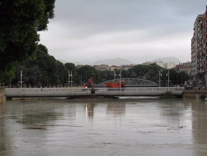 Cauce del río a su paso por la ciudad de Murcia.