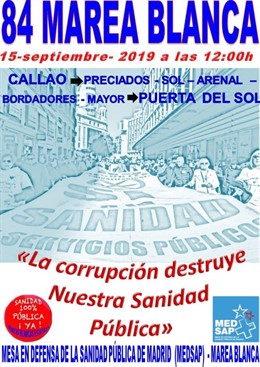 Cartel de la manifestación de la 84 Marea Blanca.