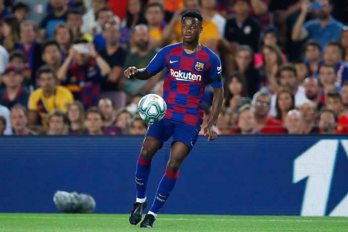 Ansu Fati of FC Barcelona during the spanish league football match played between FC Barcelona v Valencia CF at Camp Nou Stadium in Barcelona, Spain, on September 14, 2019.