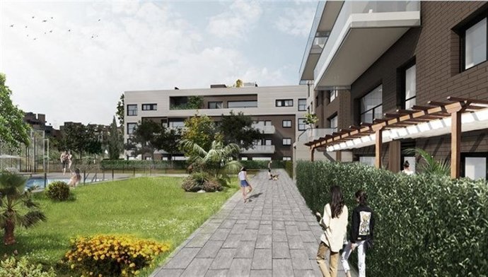 Recreación de las viviendas que construirá en Camas el Grupo Ferrocarril