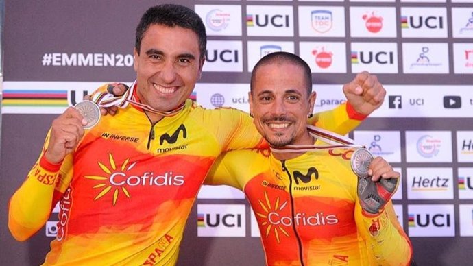 Los ciclistas españoles Luis Miguel García-Marquina y Sergio Garrote.