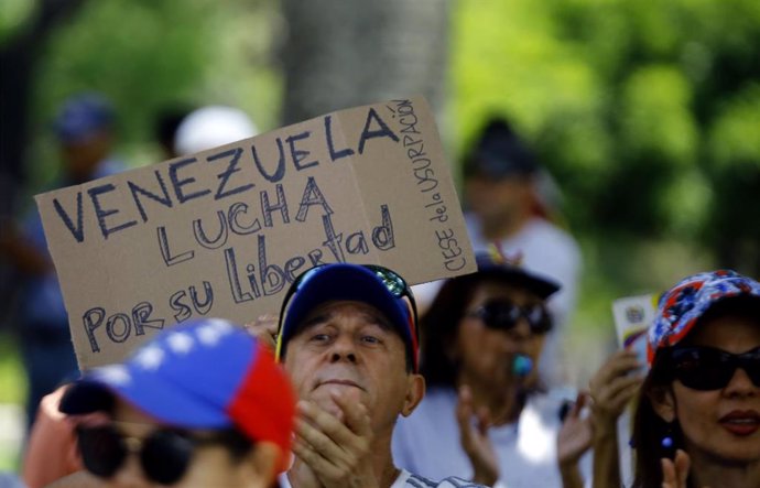 Una manifestación oposita en Venezuela