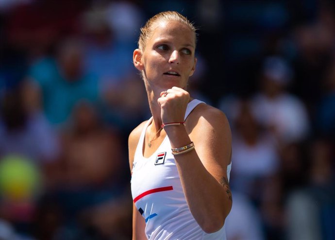 La tenista checa Karolina Pliskova celebra un punto en el US Open de 2019