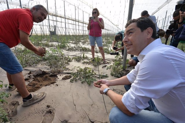 El presidente de la Junta de Andalucía, Juanma Moreno, visita zonas afectadas por dana en la provincia de Almería