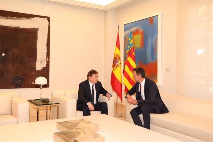 Reunió de Puig i Sánchez en La Moncloa en una imatge d'arxiu