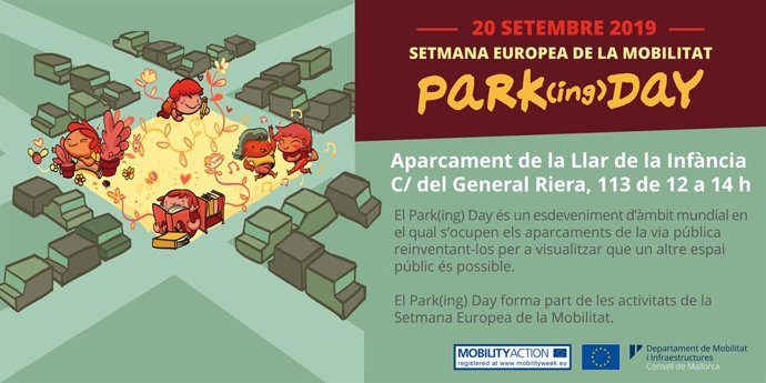 Cartell promocional del Park(ing)Day a la Llar de la Infncia.