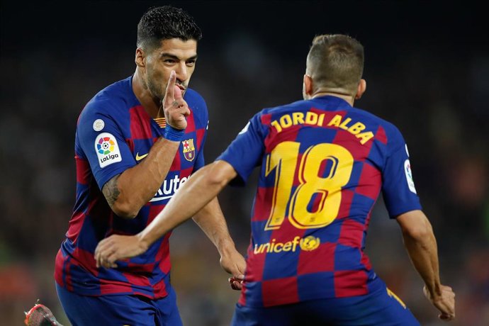 Luis Suarez of FC Barcelona during the spanish league football match played between FC Barcelona v Valencia CF at Camp Nou Stadium in Barcelona, Spain, on September 14, 2019.
