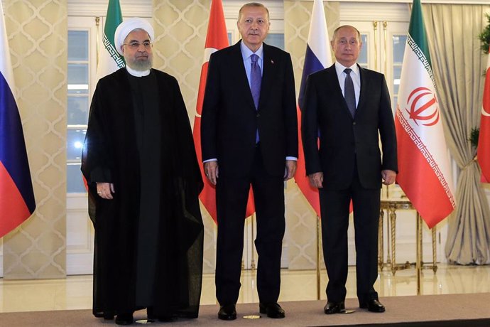Hasán Rohani, Recep Tayyip Erdogan y Vladimir Putin en Ankara