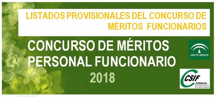 Imagen de CSIF sobre el listado provisional del concurso de méritos de funcionarios, que se conocieron en julio.