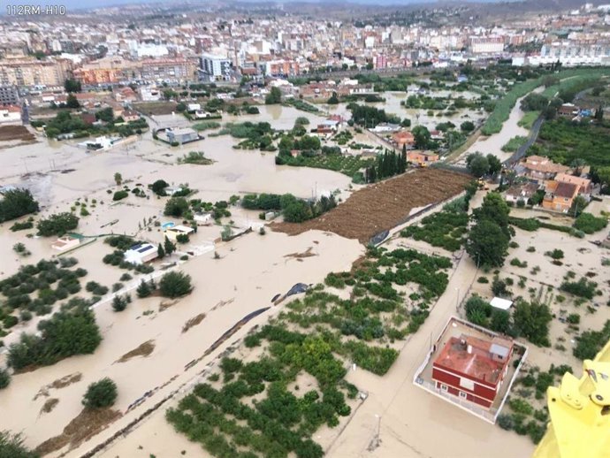 Zona de la huerta de Murcia anegada por la lluvia, episodio gota fría, dana