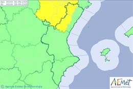 Avisos amarillos en el interior de Castellón por lluvias para el 18 de septiembre