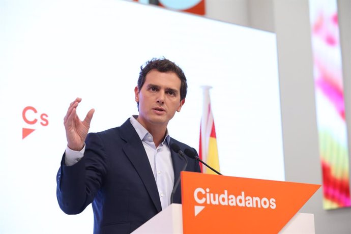 El president de Ciutadans, Albert Rivera, ofereix una roda de premsa després del Comit Permanent del partit, Madrid (Espanya), 16 de setembre del 2019.
