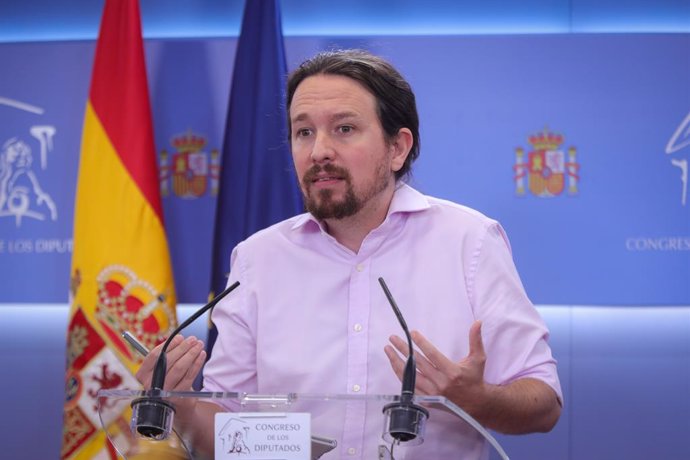 El líder d'Unides Podem, Pablo Iglesias, en roda de premsa després de la seva reunió amb el rei Felip VI en el segon dia de la ronda de consultes sobre el candidat a la presidncia del Govern, Madrid (Espanya), 17 de setembre del 2019.