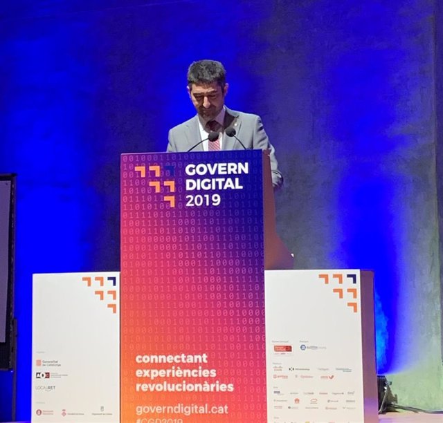 El conseller de Políticas Digitales y Administración Pública, Jordi Puigneró, en el acto de innauguración del 'Congrés Govern Digital 2019'.