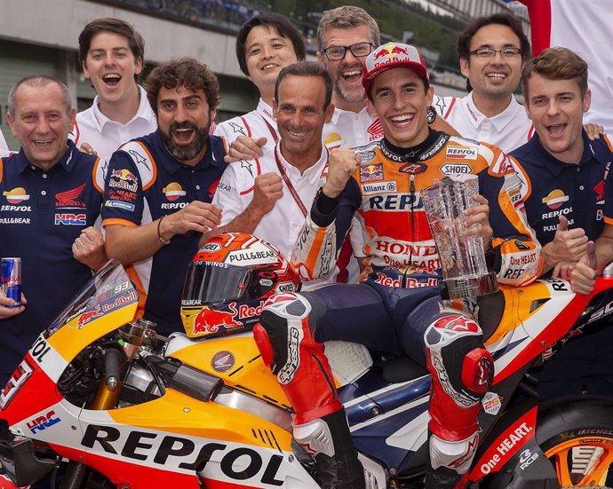 Celebración de una victoria de Marc Márquez (Repsol Honda) en el Mundial 2019 de MotoGP