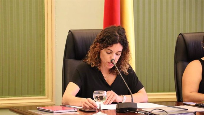 La consellera de Hacienda y Acción Exterior, Rosario Sánchez, durante su comparecencia.