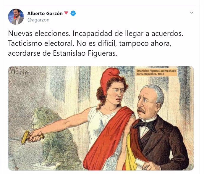 Mensaje de Alberto Garzón recordando a Estanislao Figueras