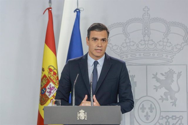 El presidente del Gobierno, Pedro Sánchez, ofrece una rueda de prensa  posterior a su reunión con el Rey para proponer candidato a la Presidencia del Gobierno, en el complejo de La Moncloa, Madrid (España) a 17 de septiembre de 2019.