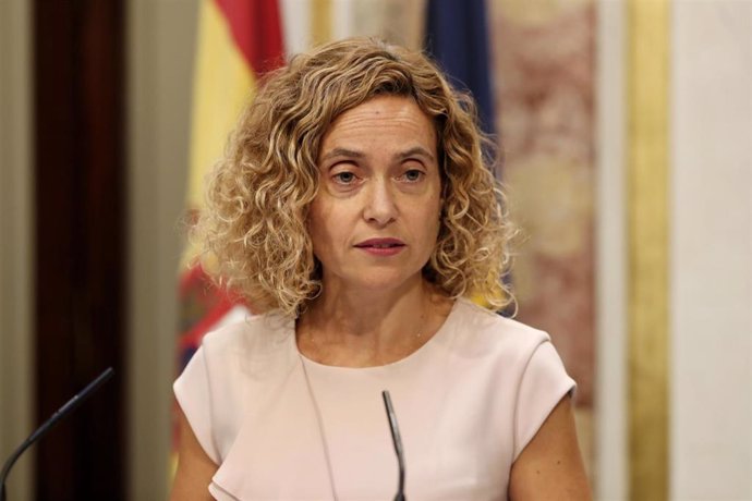 La presidenta del Congreso, Meritxell Batet, comparece en la Cámara Baja tras su reunión con el Rey Felipe en el Palacio de la Zarzuela, en Madrid (España) a 12 de septiembre de 2019.