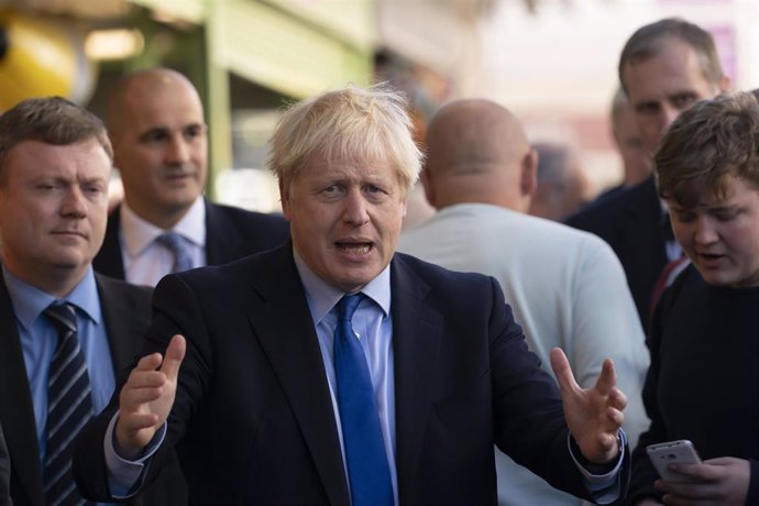 Boris Johnson en un acto en un mercado de Doncaster