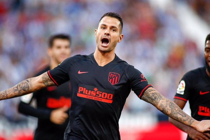 Vitolo Machin of Atletico de Madrid celebrates a goal during the spanish league, La Liga, football match played between CD Leganes and Atletico de Madrid at Butarque Stadium on August 25, 2019.